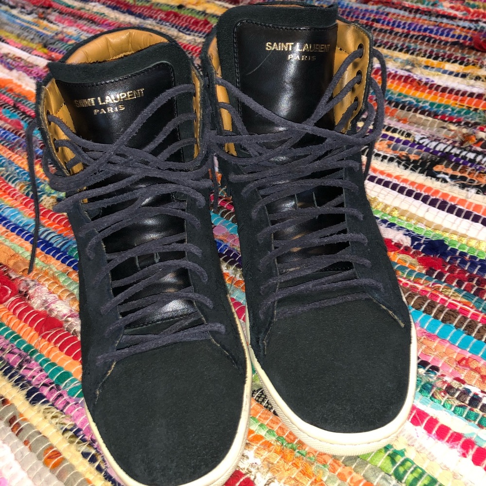 Saint Laurent High Top Leather Sneakers